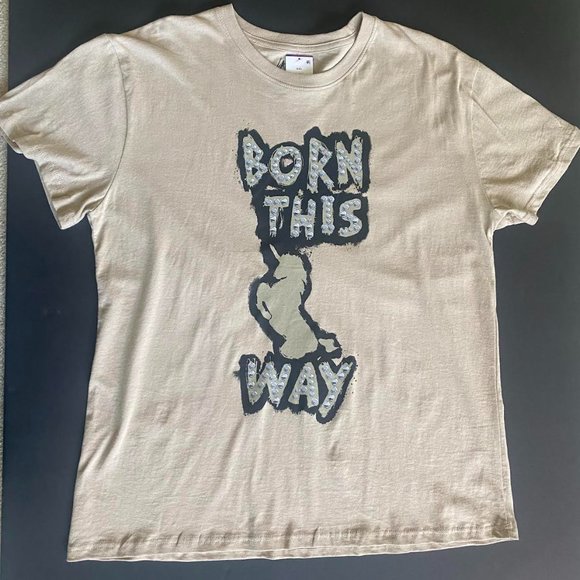 Women's Lady Gaga Born This Way Short Sleeve Graphic T-Shirt Tan - Picture 1 of 6
